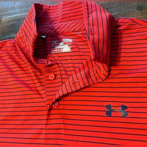 Under Armour Polo Red and Navy Stripe XL